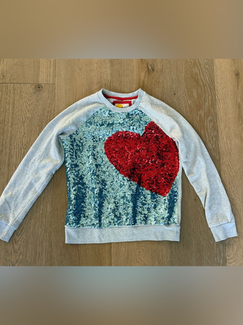 Mini Boden Sequin Heart Sweatshirt ❤️ Girls size 11/12